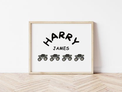 Personalised Monster Truck Name Print - Digital & Physical Print