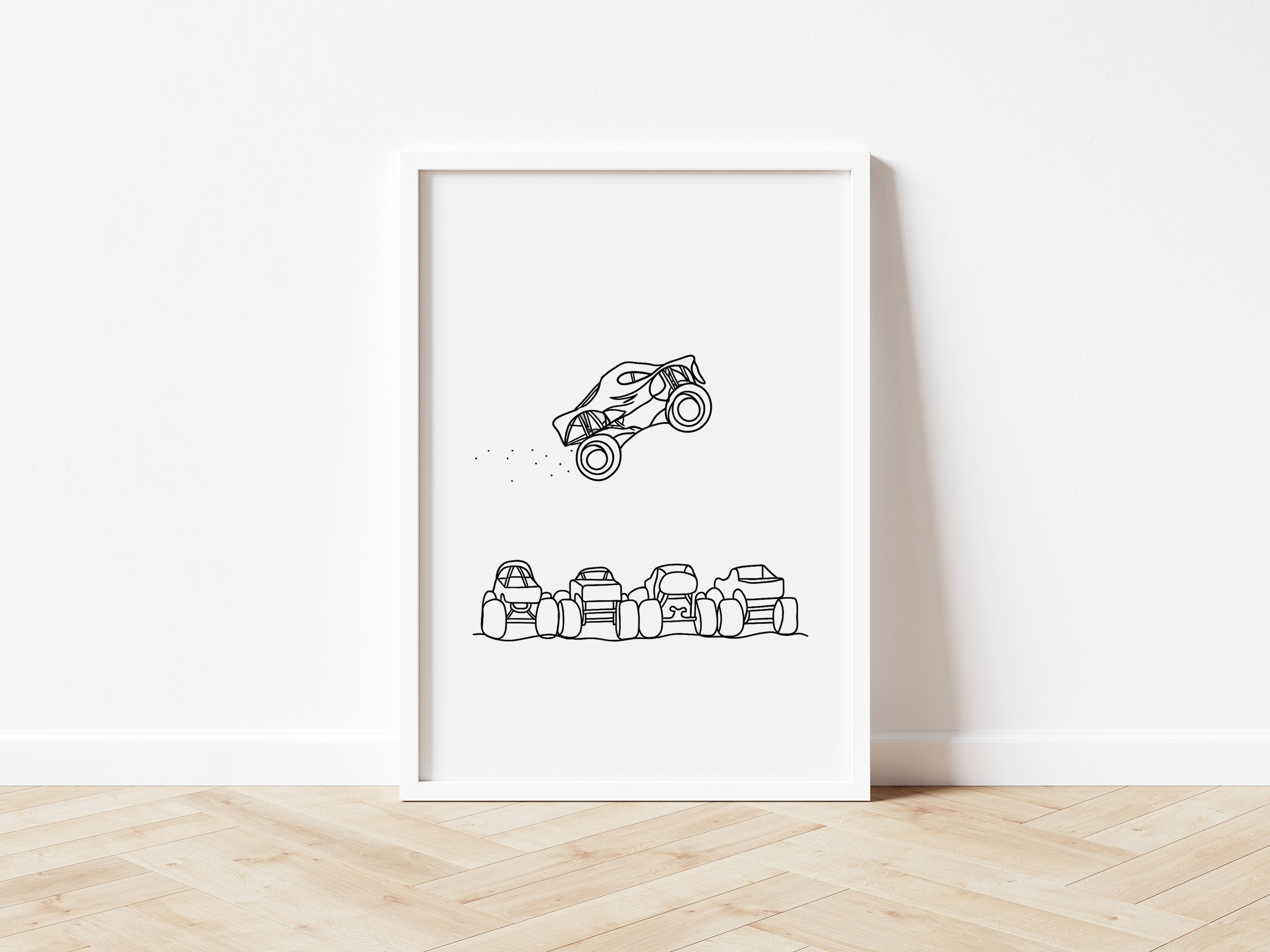 Monster Truck Over Ramp Wall Print