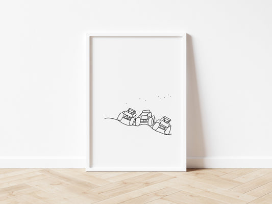 Monster Truck Crush the Cars Wall Print