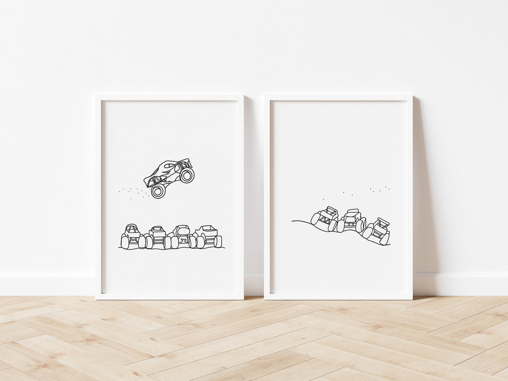 Monster Truck Over Ramp Wall Print