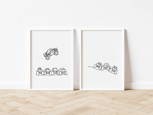 Monster Truck Over Ramp Wall Print