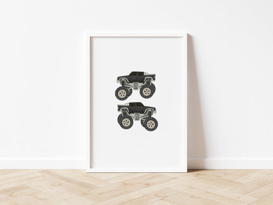 Two Monster Trucks Wall Print