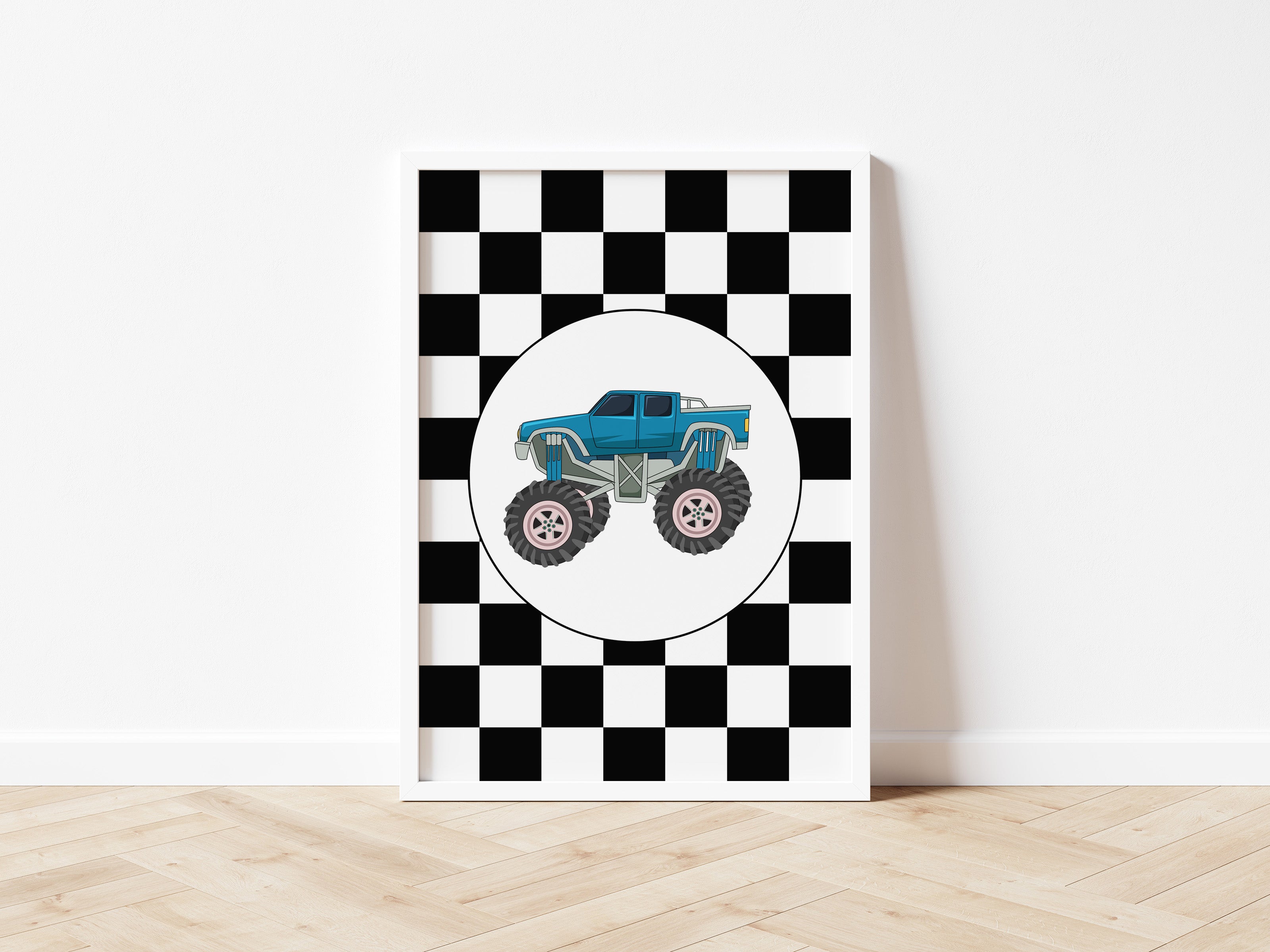 Blue Monster Truck Wall Print
