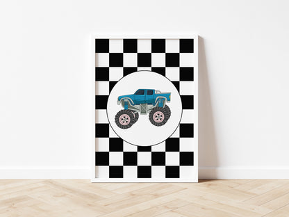 Blue Monster Truck Wall Print
