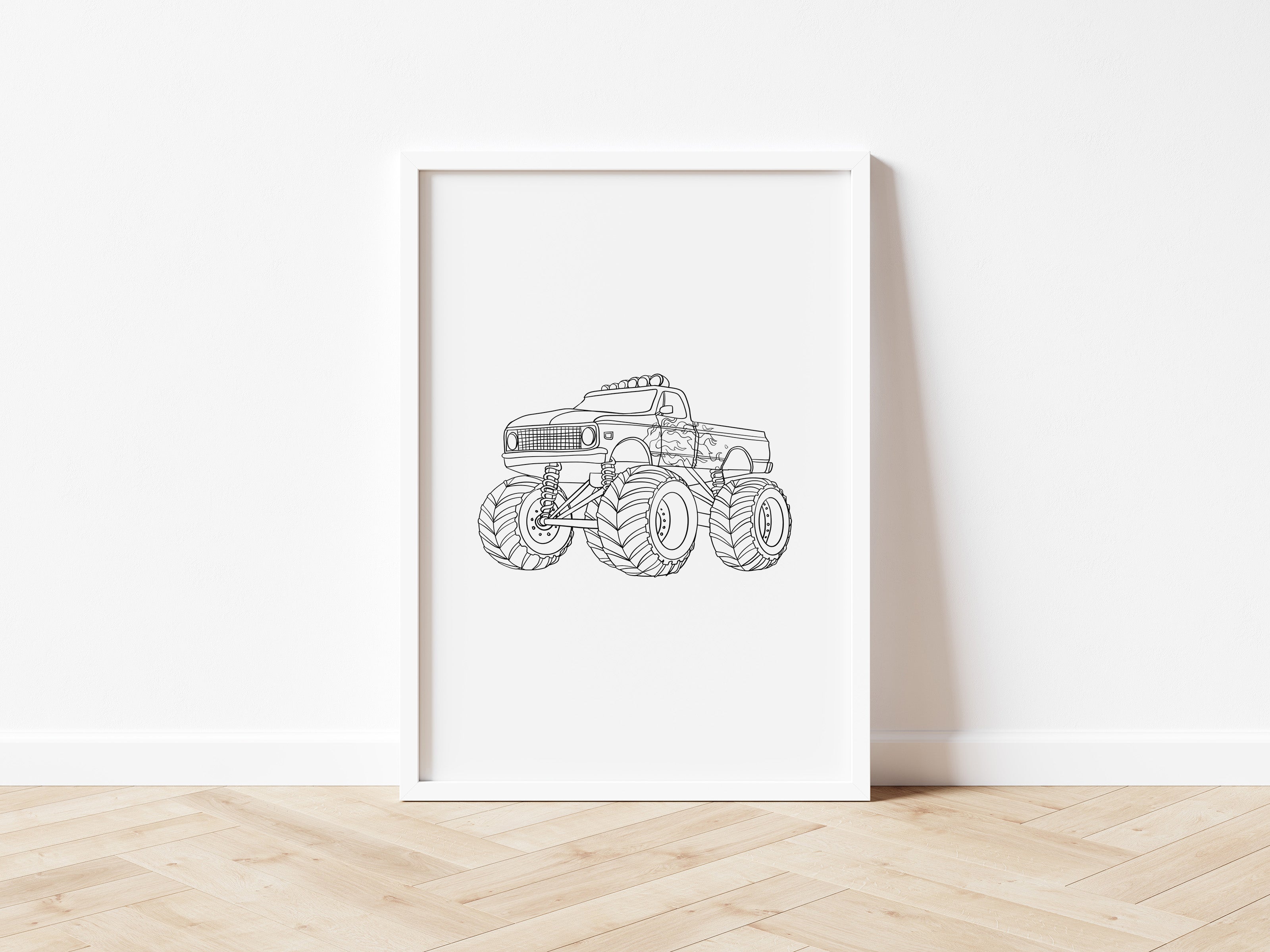 Monochrome Monster Truck Wall Print