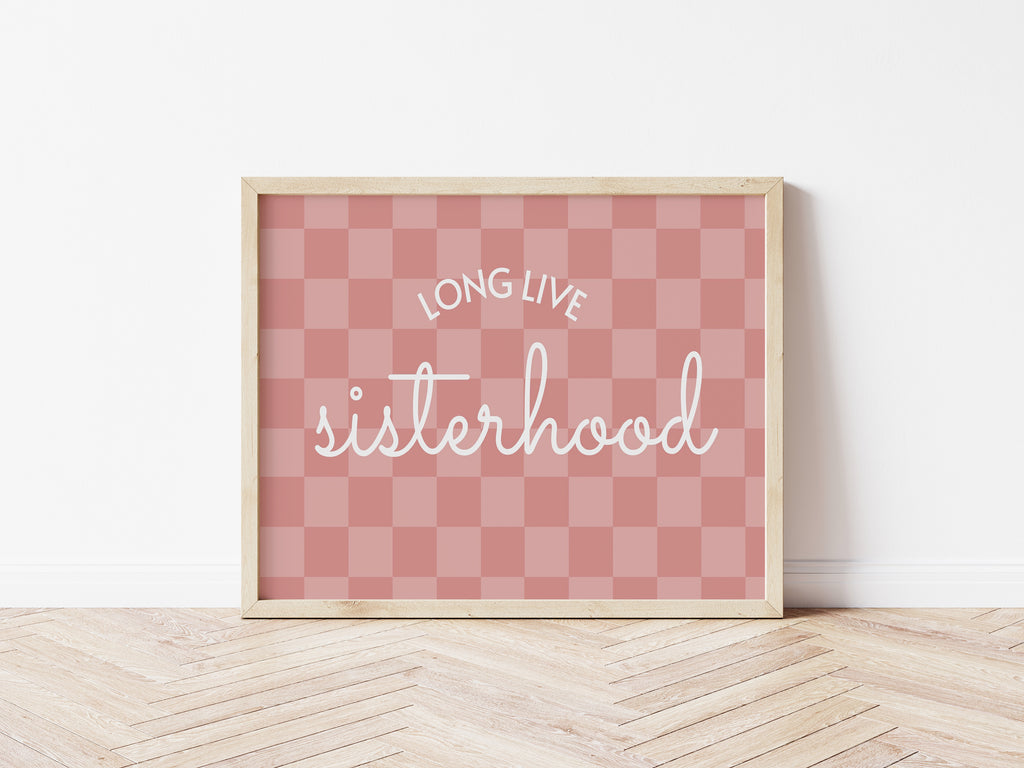 Long Live Sisterhood checkered pink landscape - Digital & Physical Print