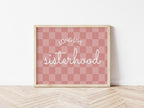 Long Live Sisterhood checkered pink landscape - Digital & Physical Print