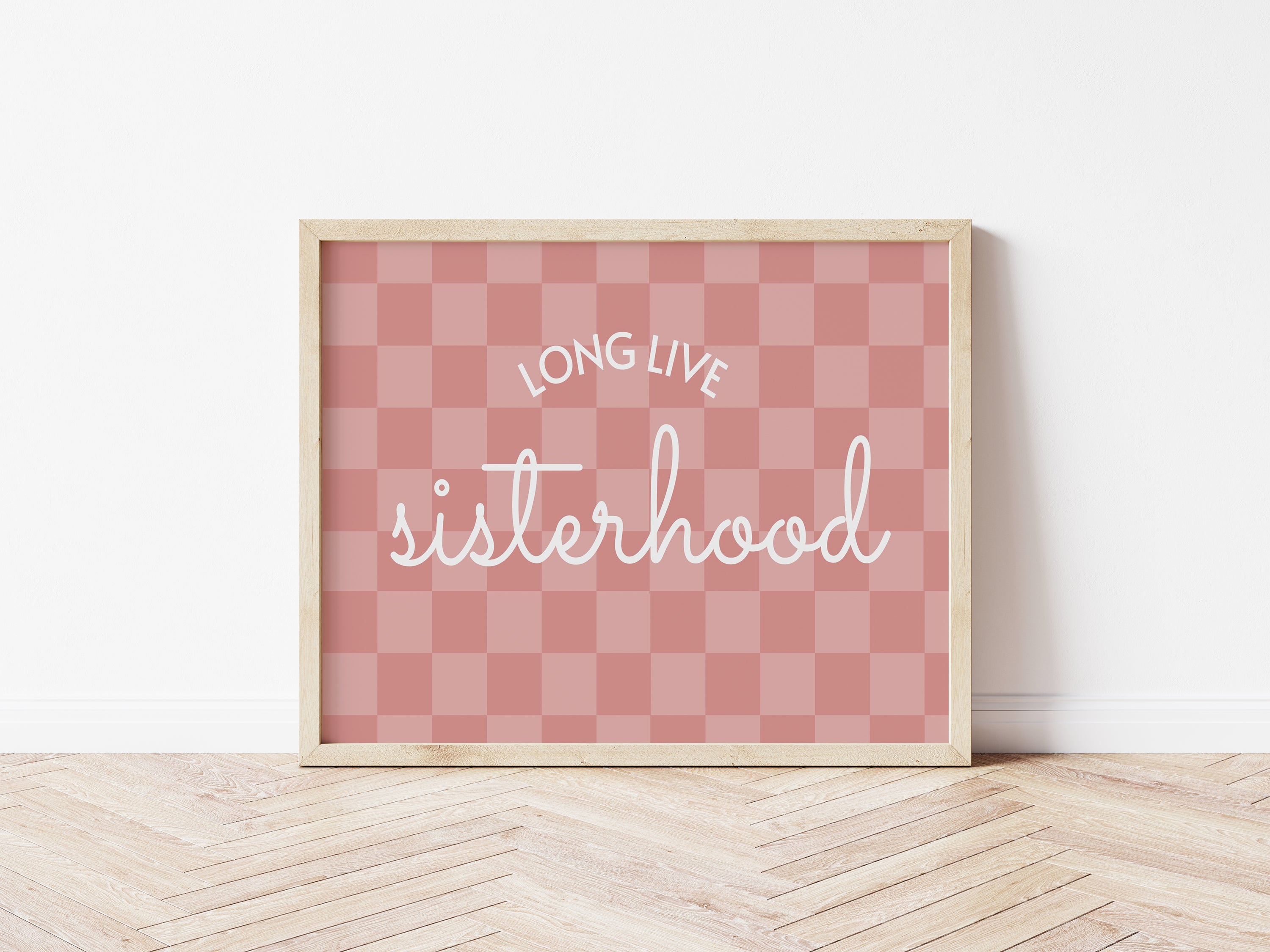 Long Live Sisterhood checkered pink landscape - Digital & Physical Print