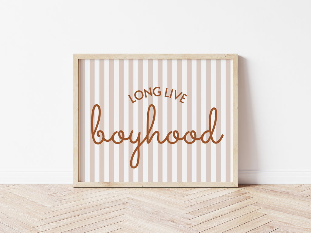 Long Live Boyhood striped chestnut brown landscape - Digital & Physical Print