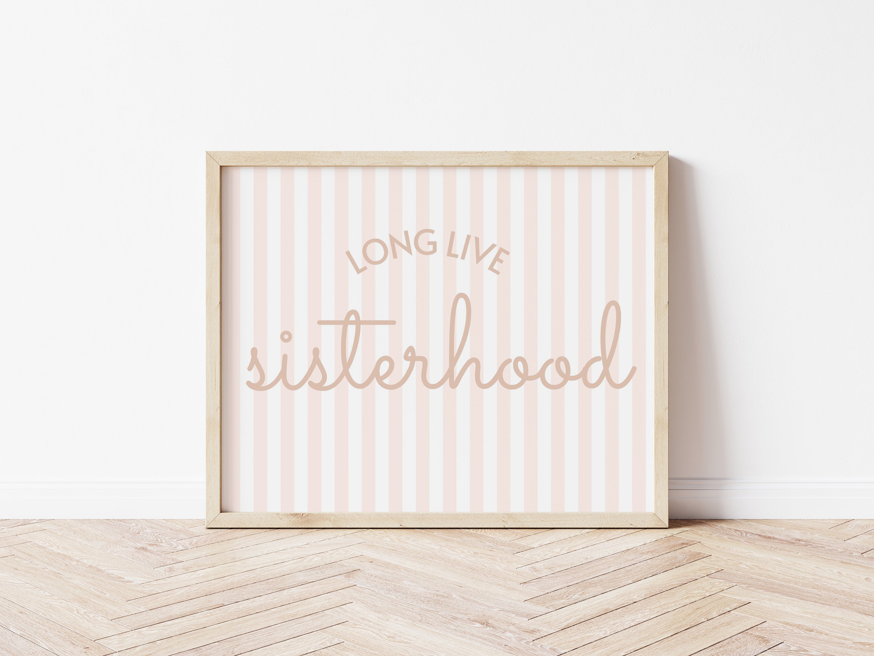 Long Live Sisterhood striped soft pink landscape - Digital & Physical Print