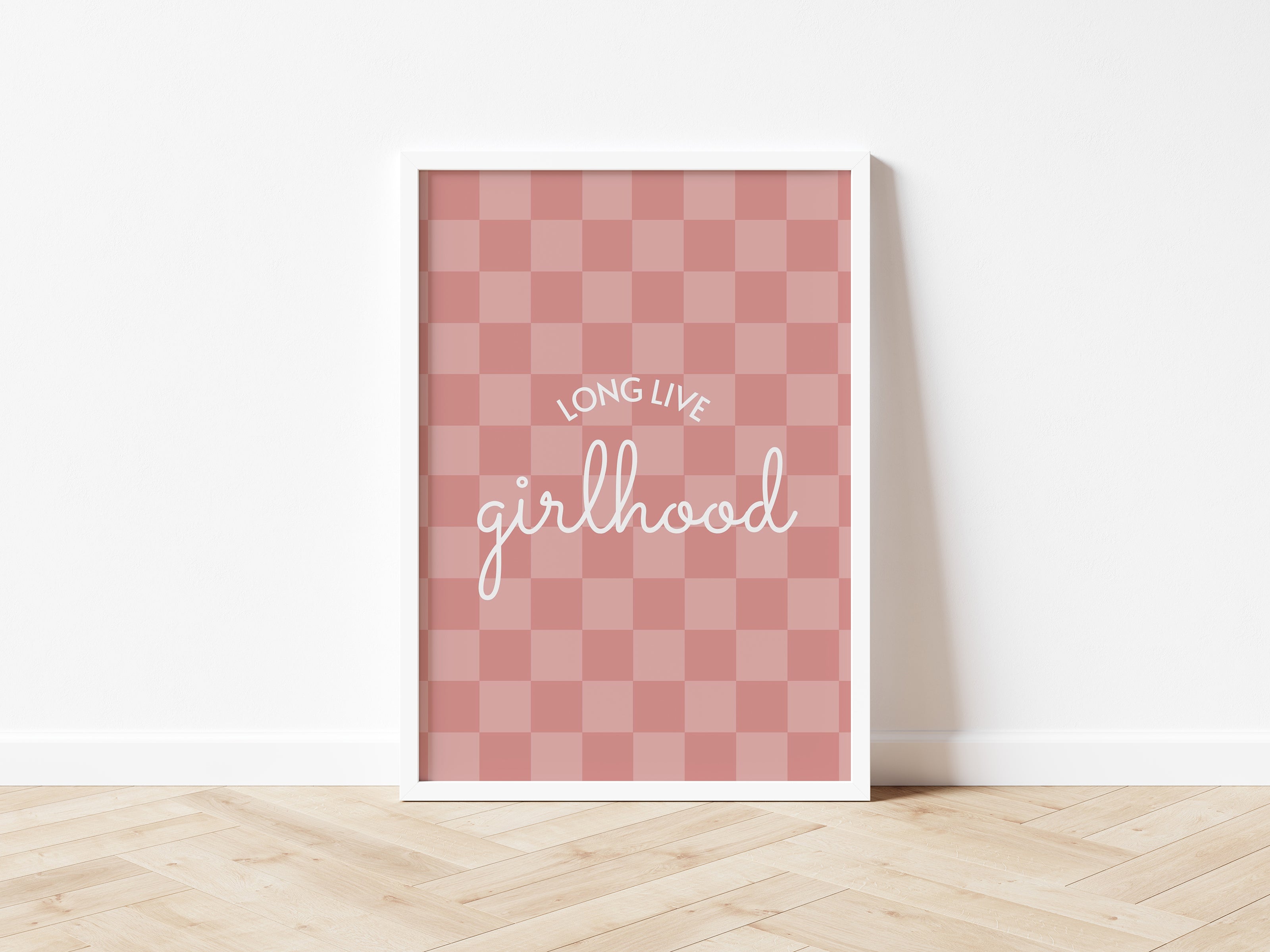 Long Live Girlhood checkered pink portrait - Digital & Physical Print