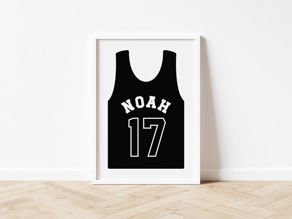 Personalised Name Sports Basketball Jersey Black - Digital & Physical Print