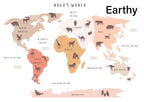 Animal World Map - Personalised Name Option 3 colours- Digital & Physical Print