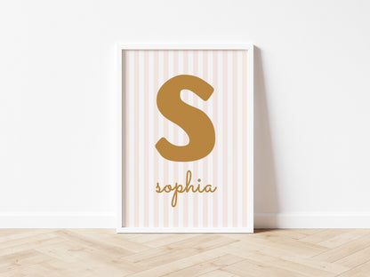 Personalised Name Soft Pink Striped - Digital & Physical Print