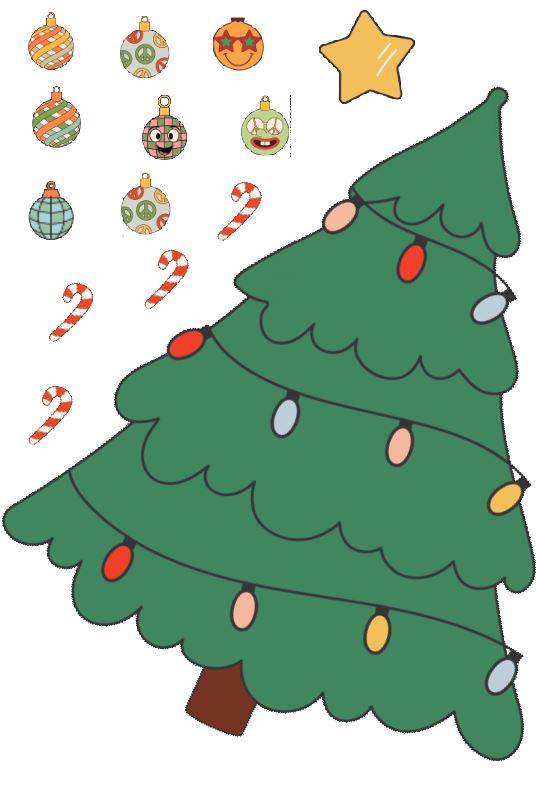 Decorate your Christmas Tree Wall Decals: Retro
