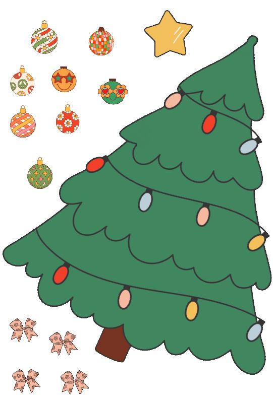 Decorate your Christmas Tree Wall Decals: Retro