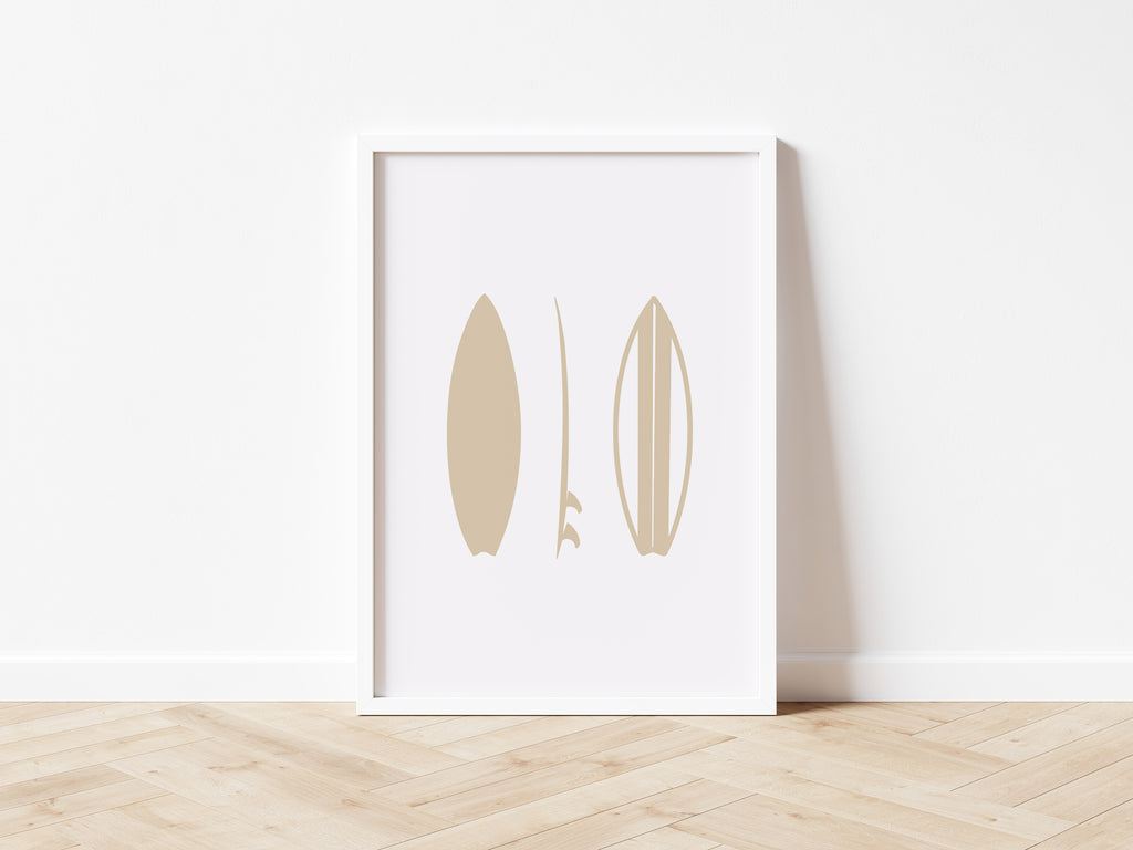 Surfboard Beach Vibes Wall Print – 3 Colours