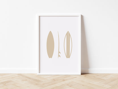 Surfboard Beach Vibes Wall Print – 3 Colours