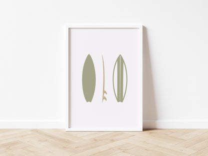 Surfboard Beach Vibes Wall Print – 3 Colours