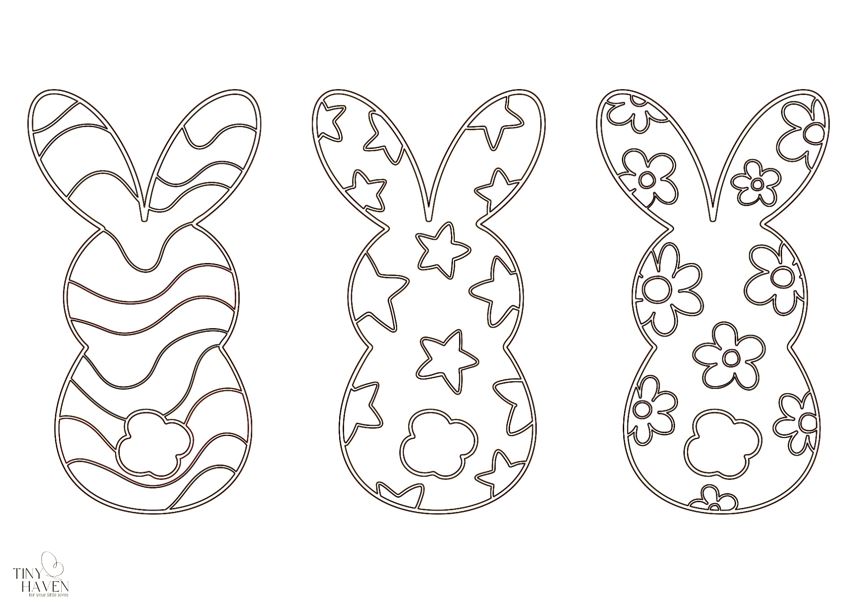 Free Easter Colouring Pages: 3 Little Bunnies