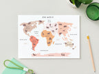 Animal World Map - Personalised Name Option 3 colours- Digital & Physical Print