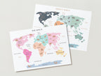 Animal World Map - Personalised Name Option 3 colours- Digital & Physical Print